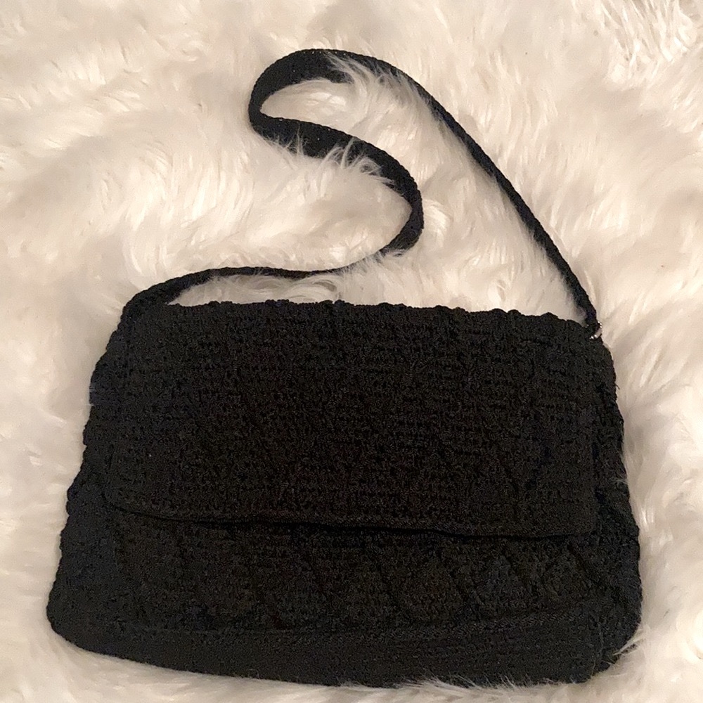 The SAK black shoulder bag 9x 13 crochet purse